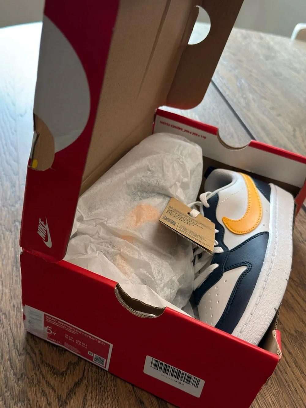 Nike Court Borough Low Recraft Phantom White Obsidian University Gold (GS) Y5